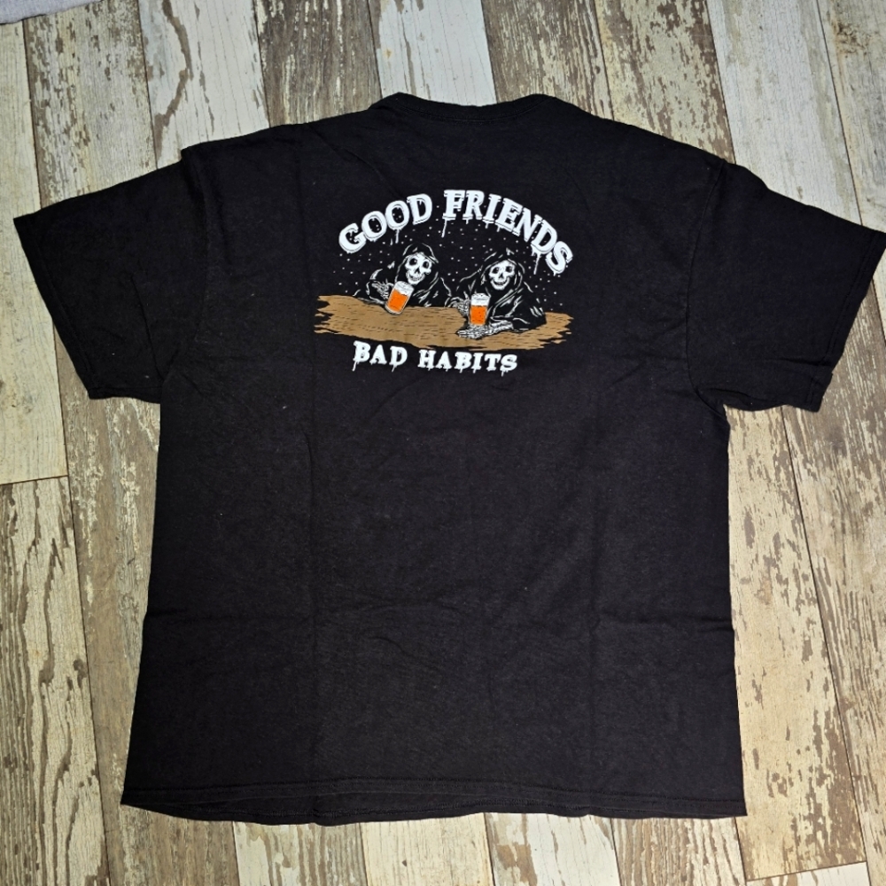 Fresh Vibes Good Friends Bad Habits Black Men's T-Shirt Size XXL